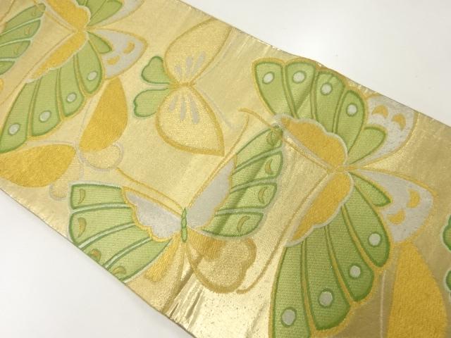 アンティーク　蝶模様織出し袋帯（材料）